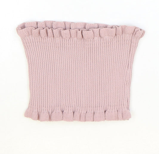 PRETTYLITTLETHING Womens Pink Polyester Basic Tank Size 10 Off the Shoulder