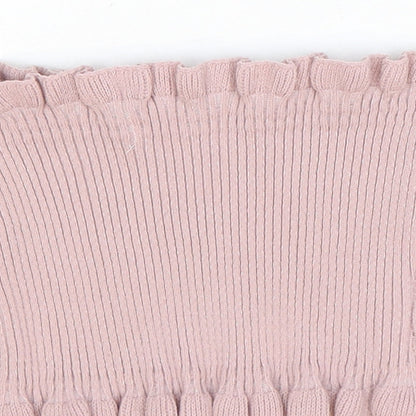 PRETTYLITTLETHING Womens Pink Polyester Basic Tank Size 10 Off the Shoulder