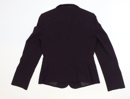 Preworn Womens Purple Polyester Jacket Blazer Size 10