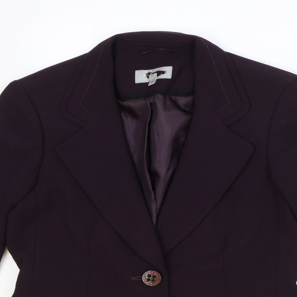 Preworn Womens Purple Polyester Jacket Blazer Size 10