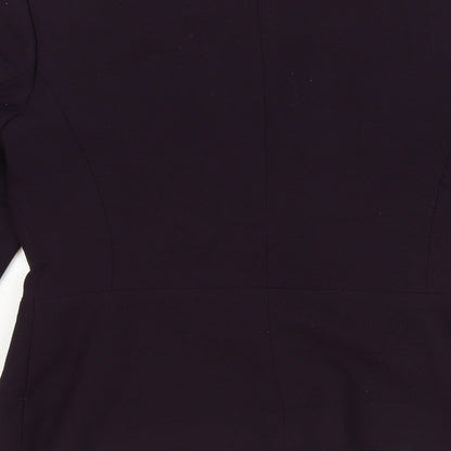 Preworn Womens Purple Polyester Jacket Blazer Size 10