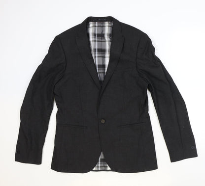River Island Mens Grey Polyester Jacket Suit Jacket Size 40 Regular