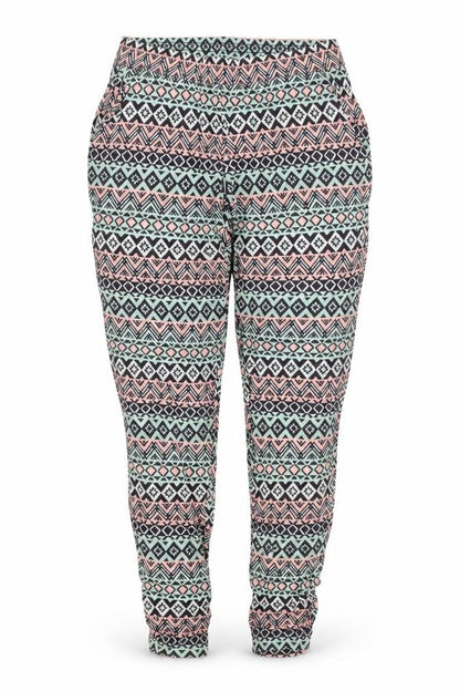 H&M Womens Multicoloured Geometric Viscose Trousers Size 8 Regular