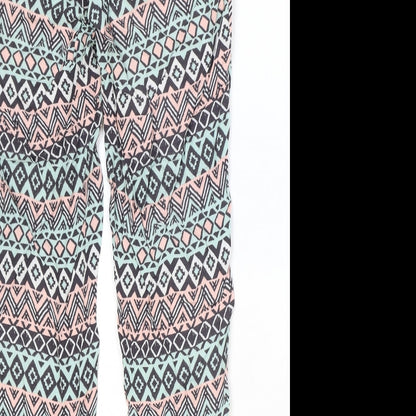 H&M Womens Multicoloured Geometric Viscose Trousers Size 8 Regular