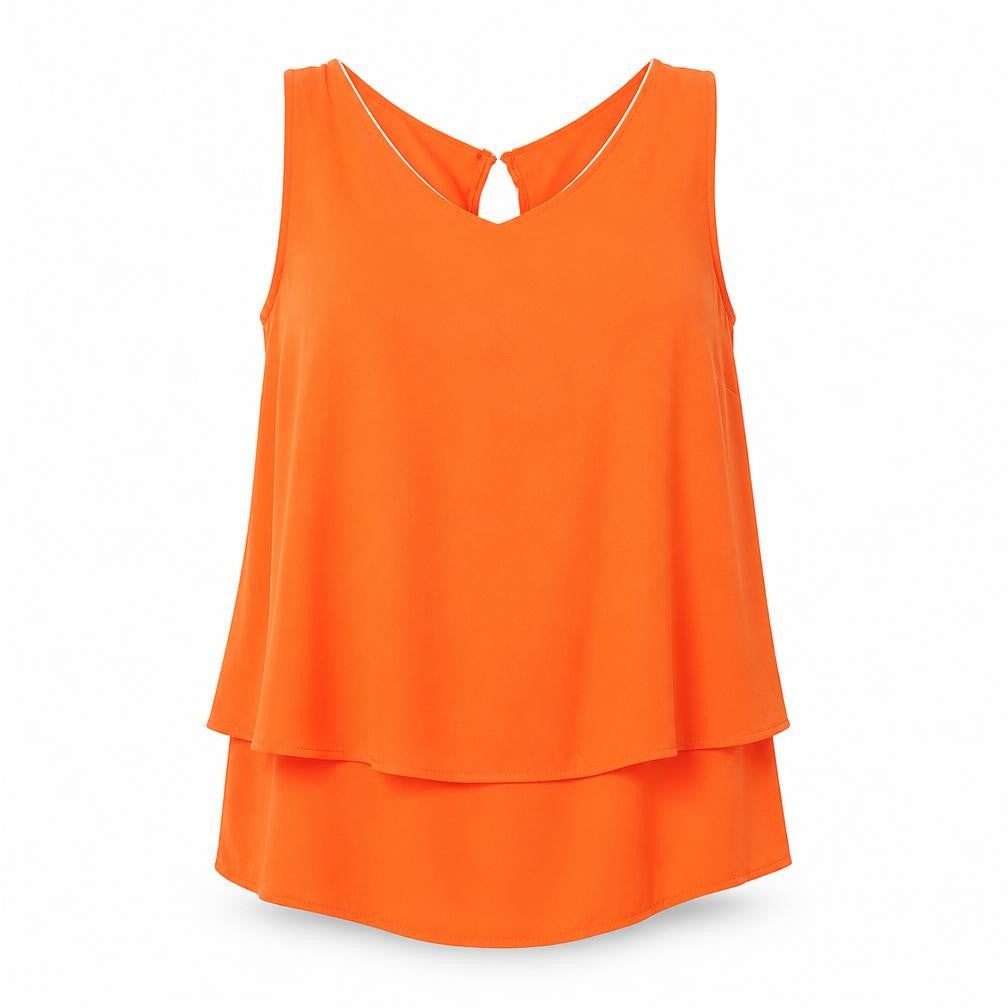 Grain de Malice Womens Orange Polyester Basic Tank Size 8 V-Neck