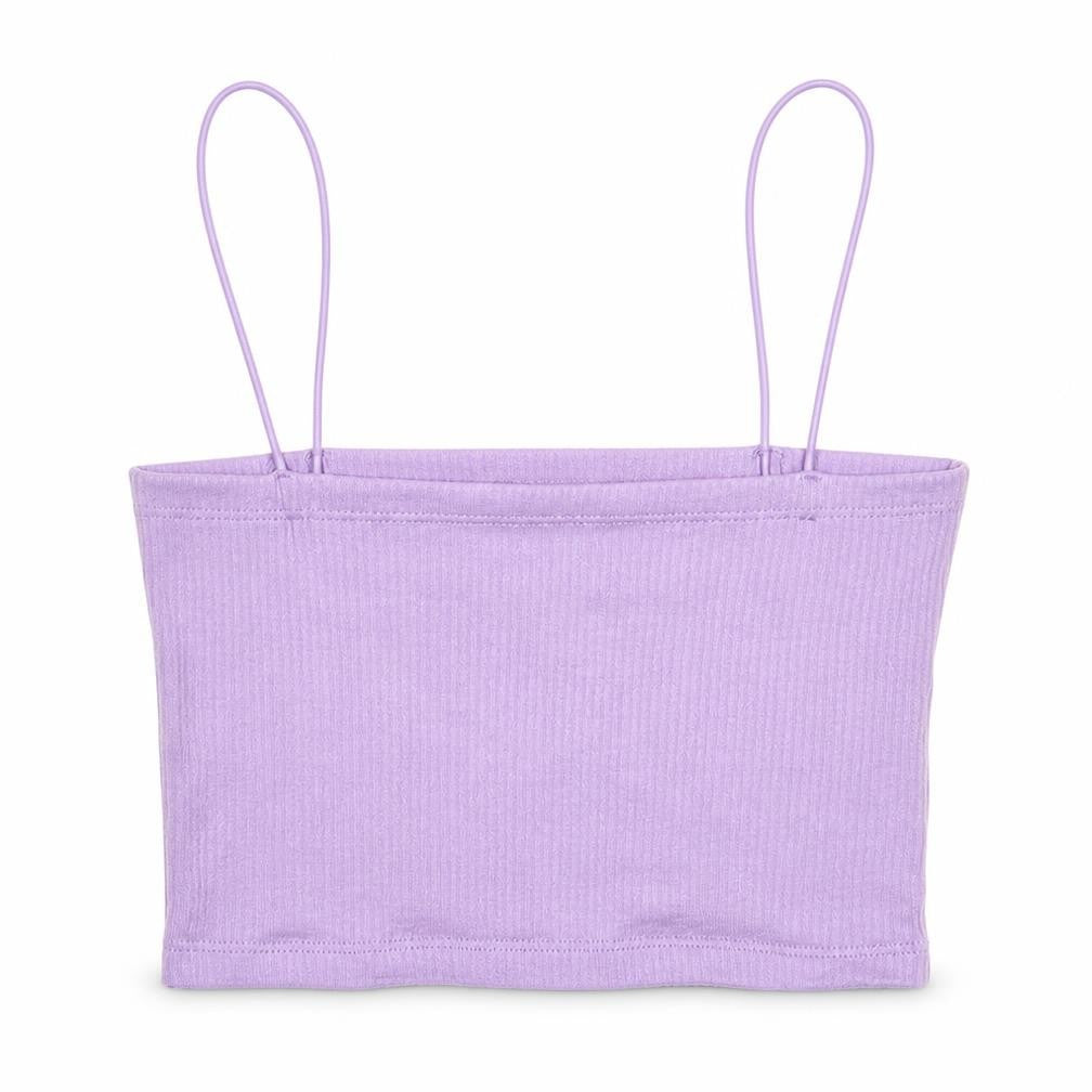 Pull&Bear Womens Purple Polyester Cropped Tank Size S Square Neck