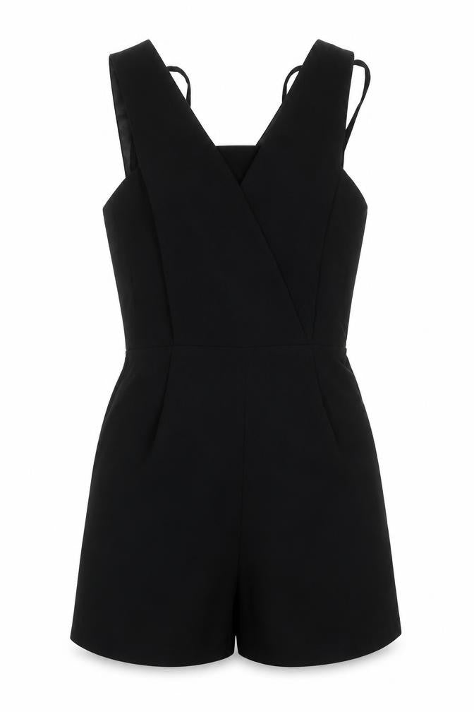 Topshop Womens Black Polyester Playsuit One-Piece Size 6 Zip