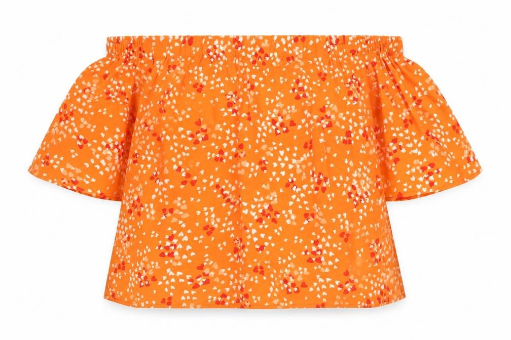 Capsule Womens Orange Geometric Polyester Basic Blouse Size 16 Off the Shoulder