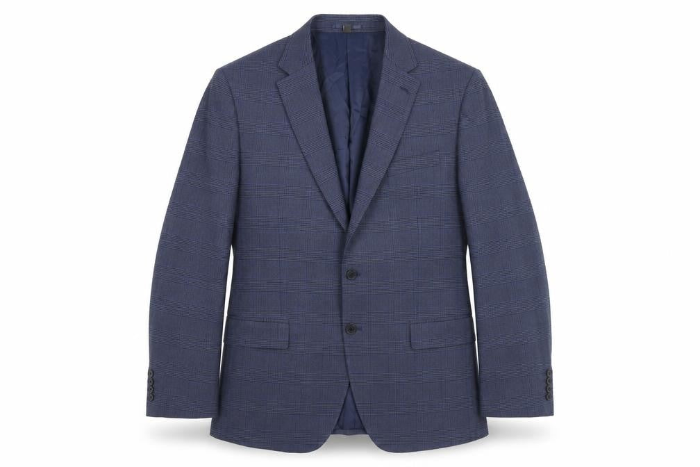 Marks & Spencer Mens Blue Plaid Polyacrylate Fibre Jacket Suit Jacket Size 46 Regular
