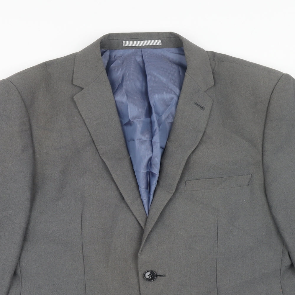 Burton Mens Grey Polyester Jacket Suit Jacket Size 40 Regular