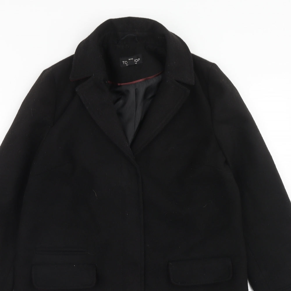 Topshop Womens Black Overcoat Coat Size 4 Zip