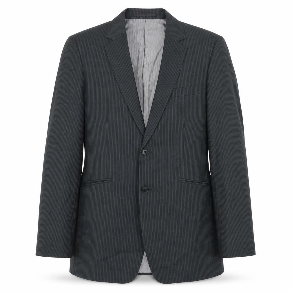 Burton Mens Grey Striped Polyester Jacket Suit Jacket Size 38 Regular