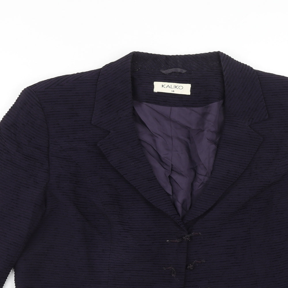 Kaliko Womens Purple Jacket Blazer Size 14 Button - Textured
