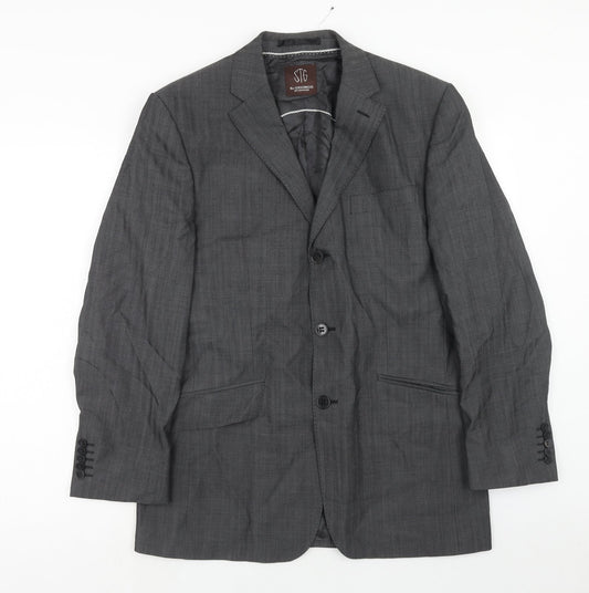 St george Mens Grey Wool Jacket Suit Jacket Size 40 Regular