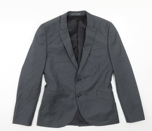 Cedar Wood State Mens Grey Polyester Jacket Suit Jacket Size 38 Regular