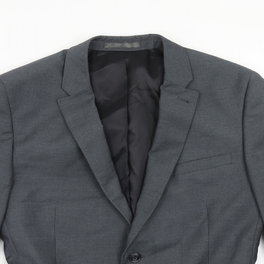 Cedar Wood State Mens Grey Polyester Jacket Suit Jacket Size 38 Regular