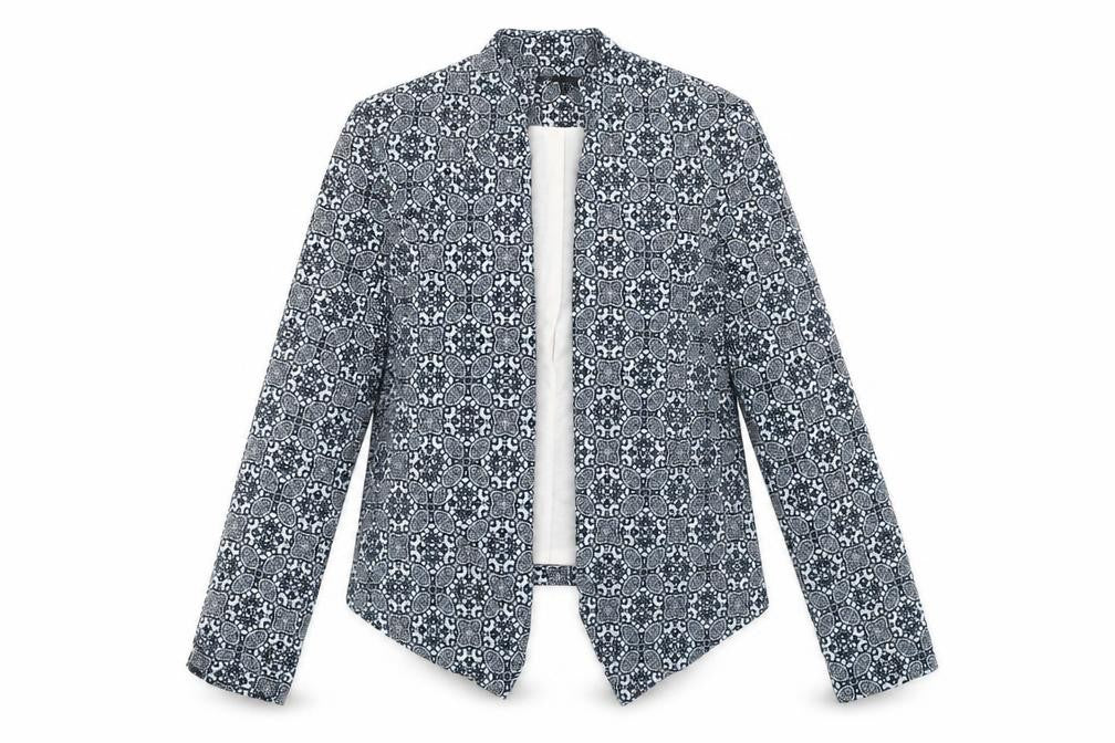 New Look Womens Blue Geometric Jacket Blazer Size 12