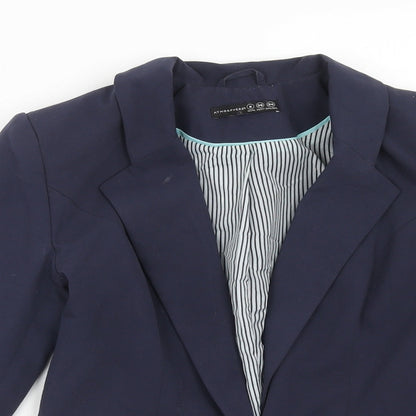 Atmosphere Womens Blue Polyester Jacket Suit Jacket Size 8
