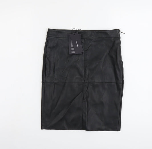VERO MODA Womens Black Polyester Straight & Pencil Skirt Size S Zip