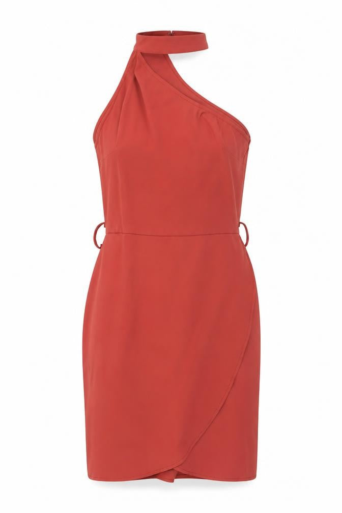 Missguided Womens Red Polyester Bodycon Size 10 Halter Zip