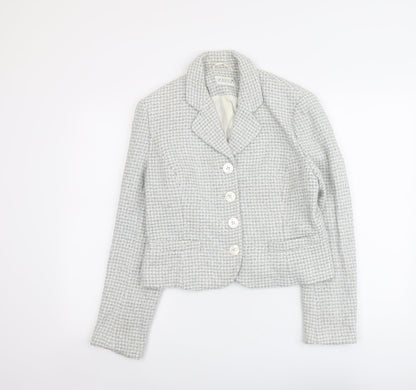 Platinium Womens Grey Geometric Jacket Blazer Size 14 Button