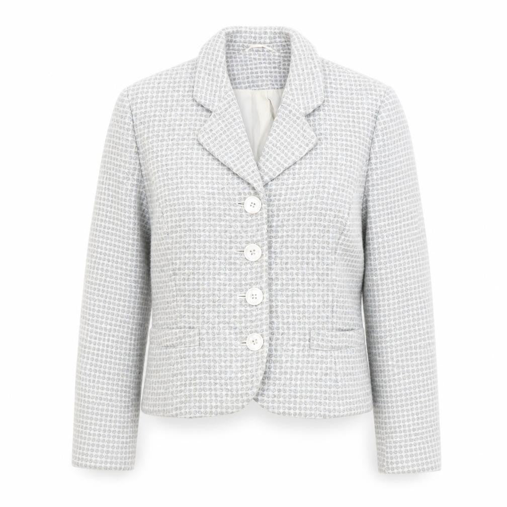 Platinium Womens Grey Geometric Jacket Blazer Size 14 Button
