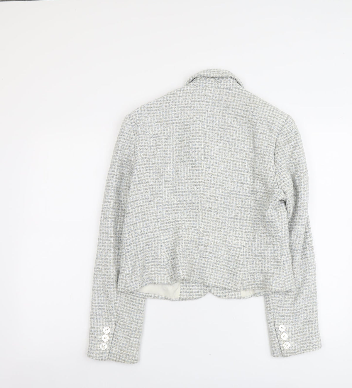 Platinium Womens Grey Geometric Jacket Blazer Size 14 Button