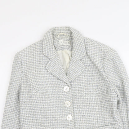 Platinium Womens Grey Geometric Jacket Blazer Size 14 Button