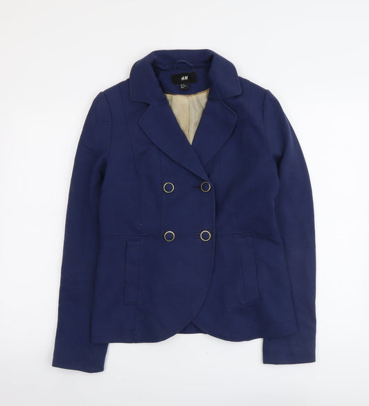 H&M Womens Blue Jacket Size 12 Button