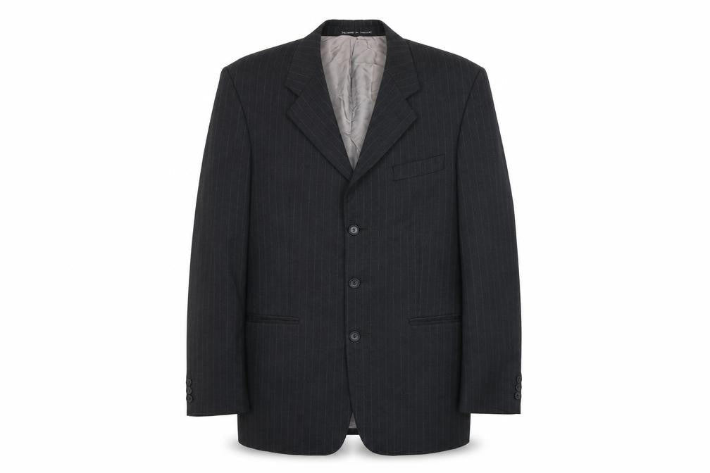 THE LABEL Mens Grey Striped Wool Jacket Blazer Size M Regular