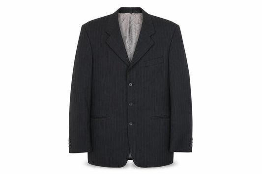 THE LABEL Mens Grey Striped Wool Jacket Blazer Size M Regular