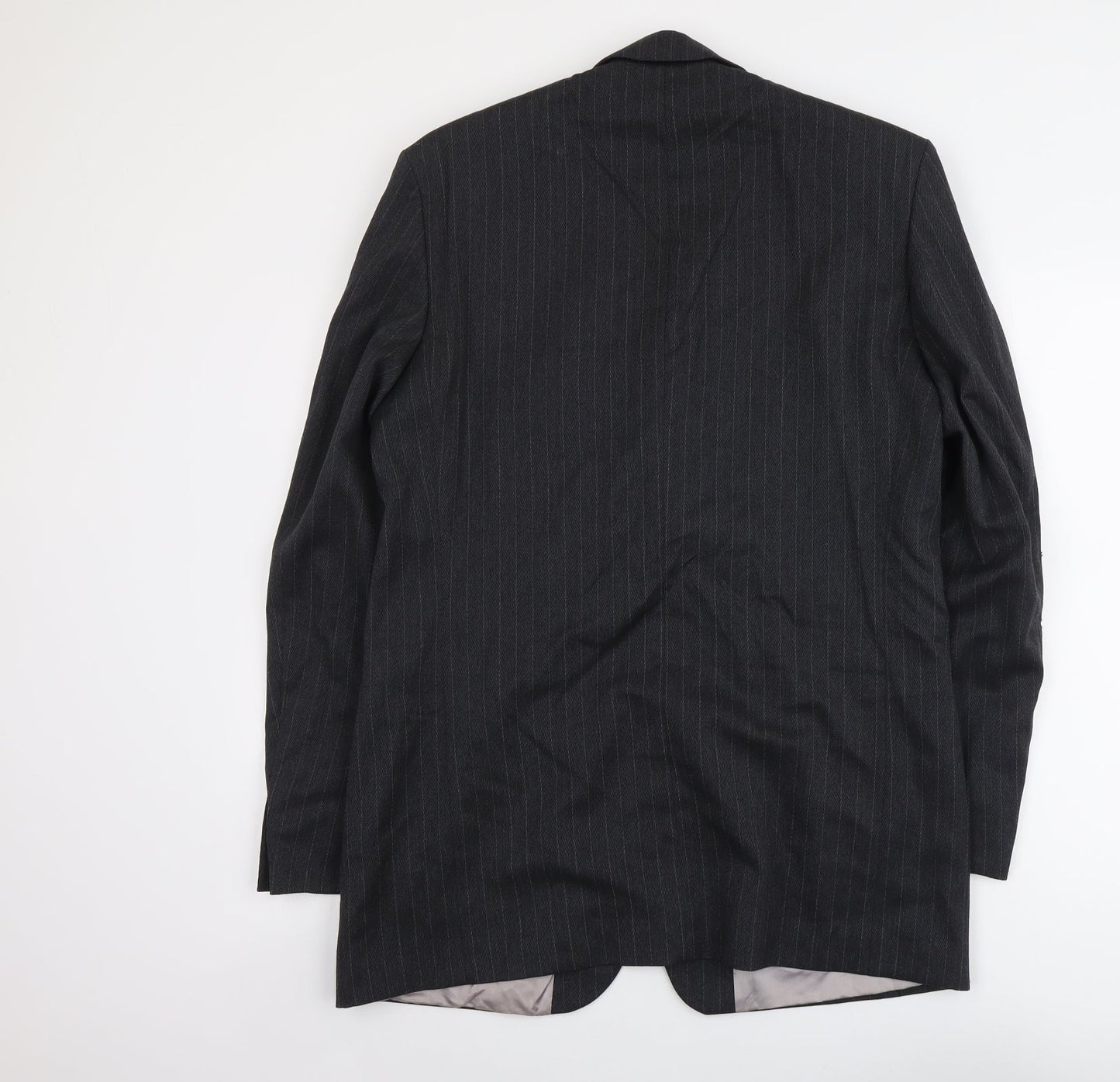 THE LABEL Mens Grey Striped Wool Jacket Blazer Size M Regular