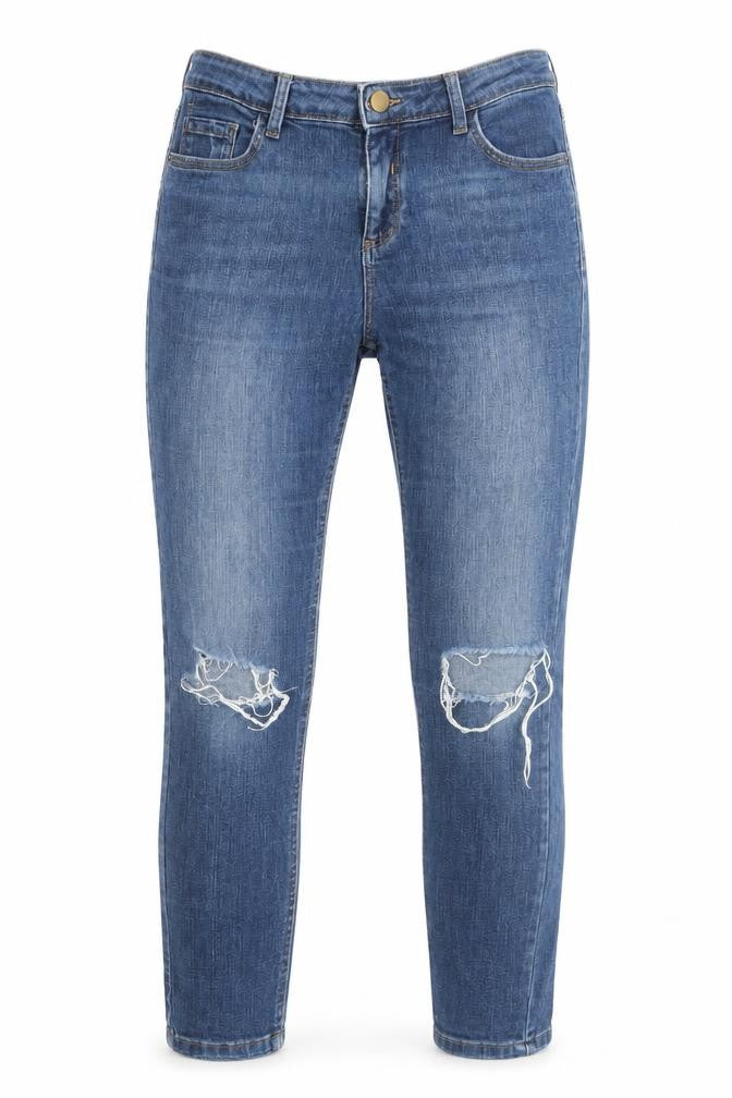 Dorothy Perkins Womens Blue Cotton Skinny Jeans Size 10 Regular Zip - Open Knee