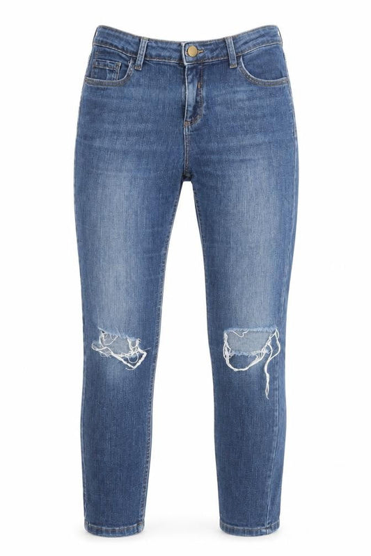 Dorothy Perkins Womens Blue Cotton Skinny Jeans Size 10 Regular Zip - Open Knee