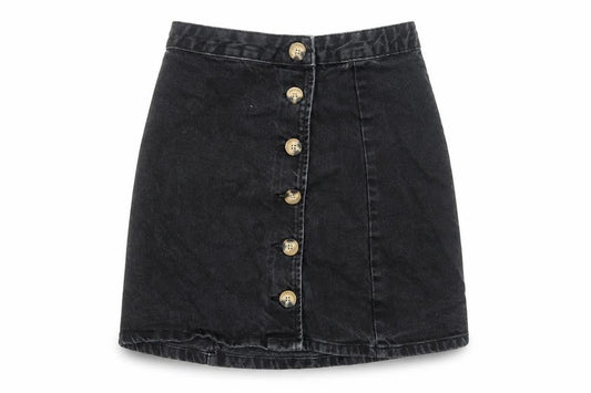 ASOS Womens Black Cotton Straight & Pencil Skirt Size 6 Button
