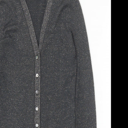 Zara Womens Grey V-Neck Polyester Cardigan Jumper Size S