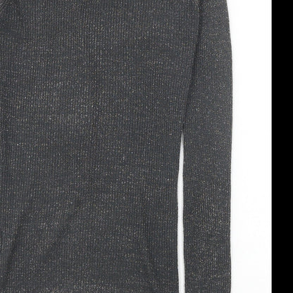 Zara Womens Grey V-Neck Polyester Cardigan Jumper Size S