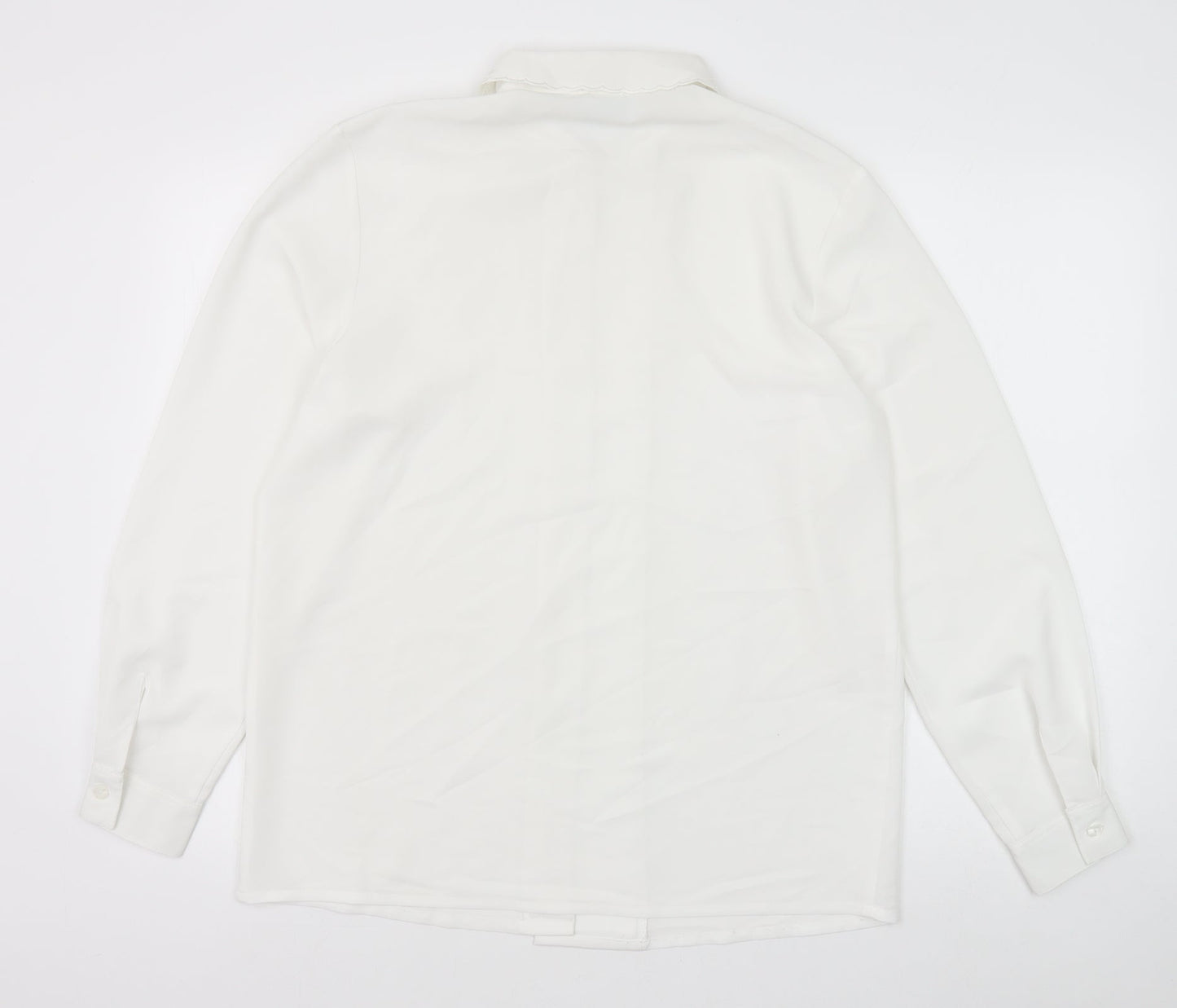 C&A Womens White Polyester Basic Button-Up Size 12 Collared