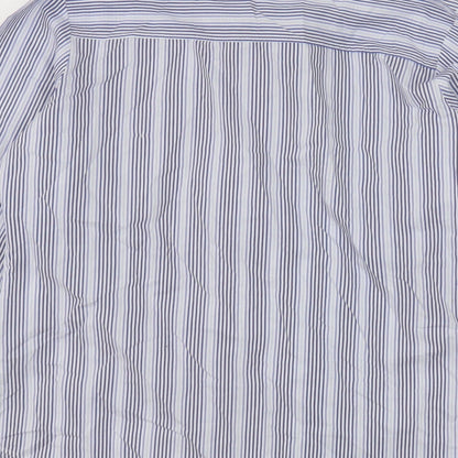 Marks & Spencer Womens Blue Striped Cotton Basic Button-Up Size 12 Collared