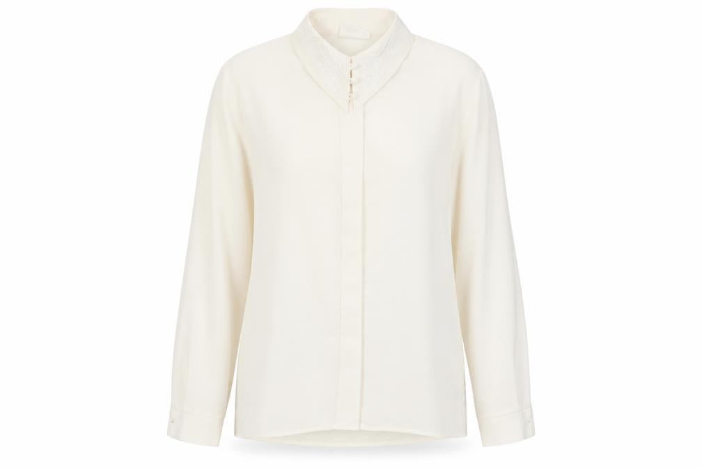 Richards Womens White Polyester Basic Button-Up Size 14 Collared