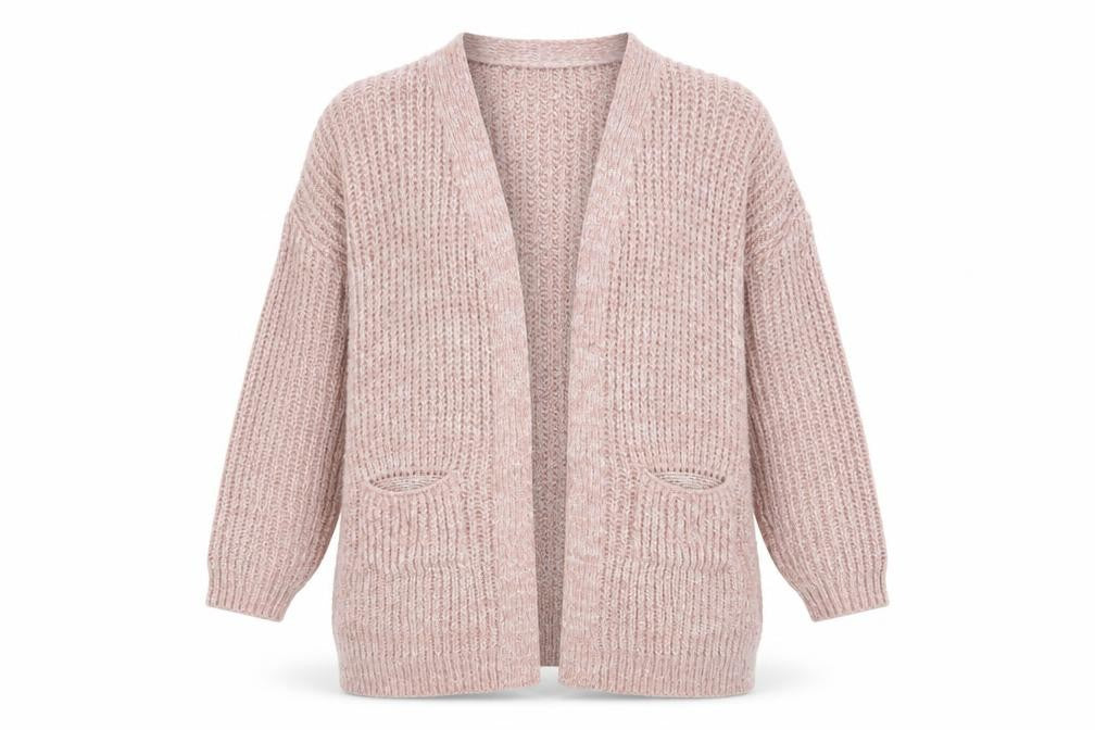 Misspap Womens Pink V-Neck Nylon Cardigan Jumper Size 10