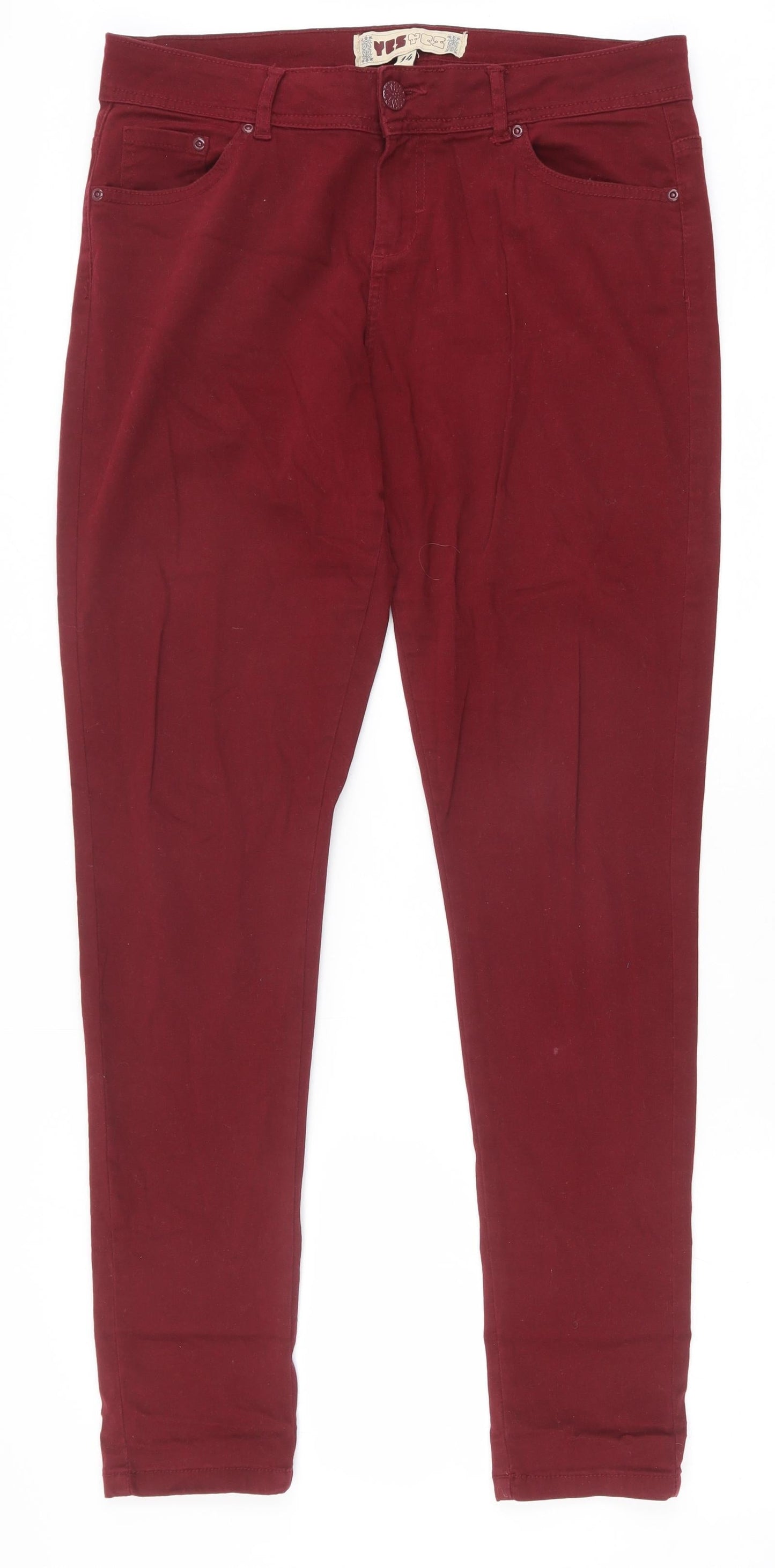 Yes Yes Womens Red Cotton Skinny Jeans Size 14 Slim Zip
