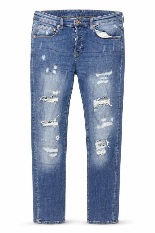 H&M Womens Blue Cotton Skinny Jeans Size 34 in Slim Button