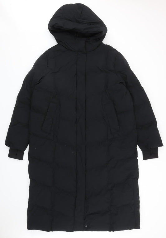 Marks and Spencer Womens Black Quilted Coat Size 14 Zip