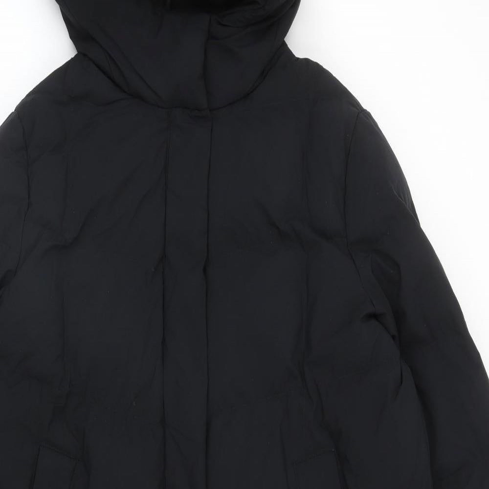 Marks and Spencer Womens Black Quilted Coat Size 14 Zip