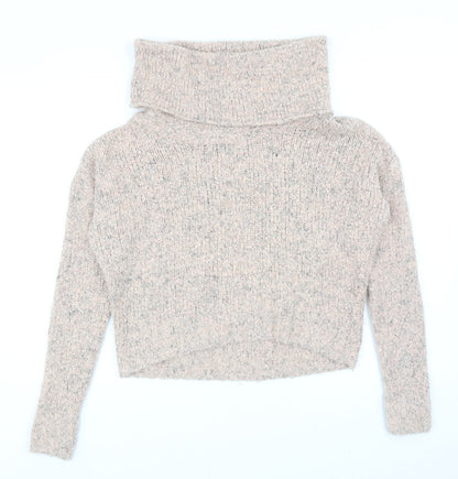 Miss Selfridge Womens Pink Roll Neck Acrylic Pullover Jumper Size 8
