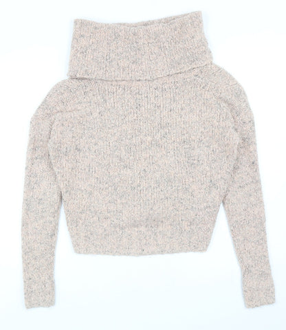 Miss Selfridge Womens Pink Roll Neck Acrylic Pullover Jumper Size 8