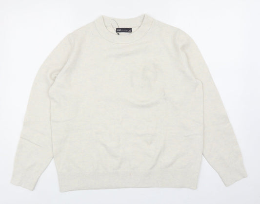 Marks and Spencer Womens Ivory Round Neck Polyester Pullover Jumper Size M