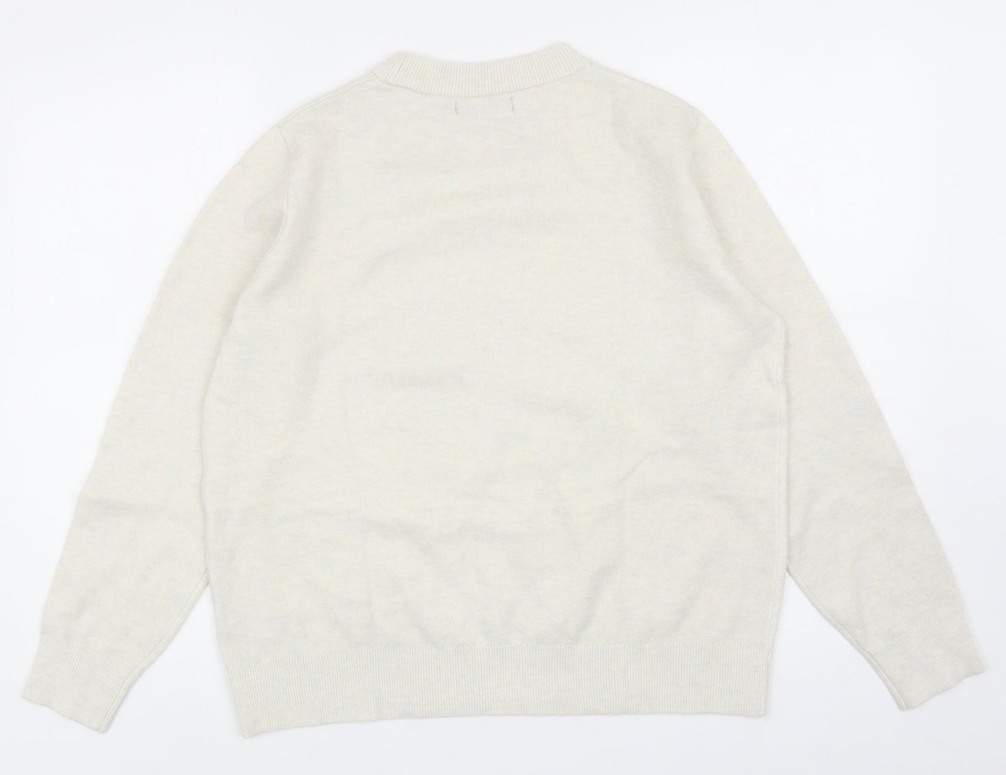 Marks and Spencer Womens Ivory Round Neck Polyester Pullover Jumper Size M