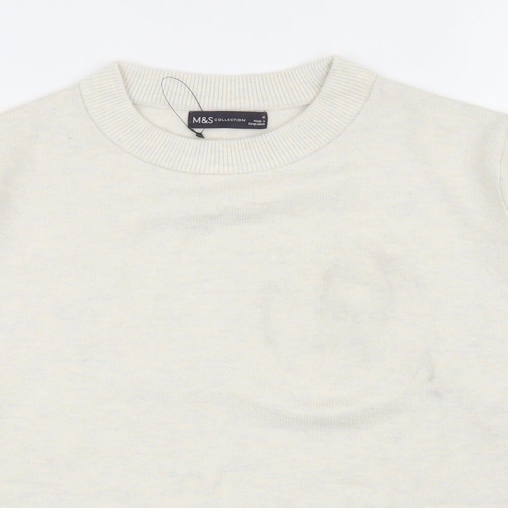 Marks and Spencer Womens Ivory Round Neck Polyester Pullover Jumper Size M